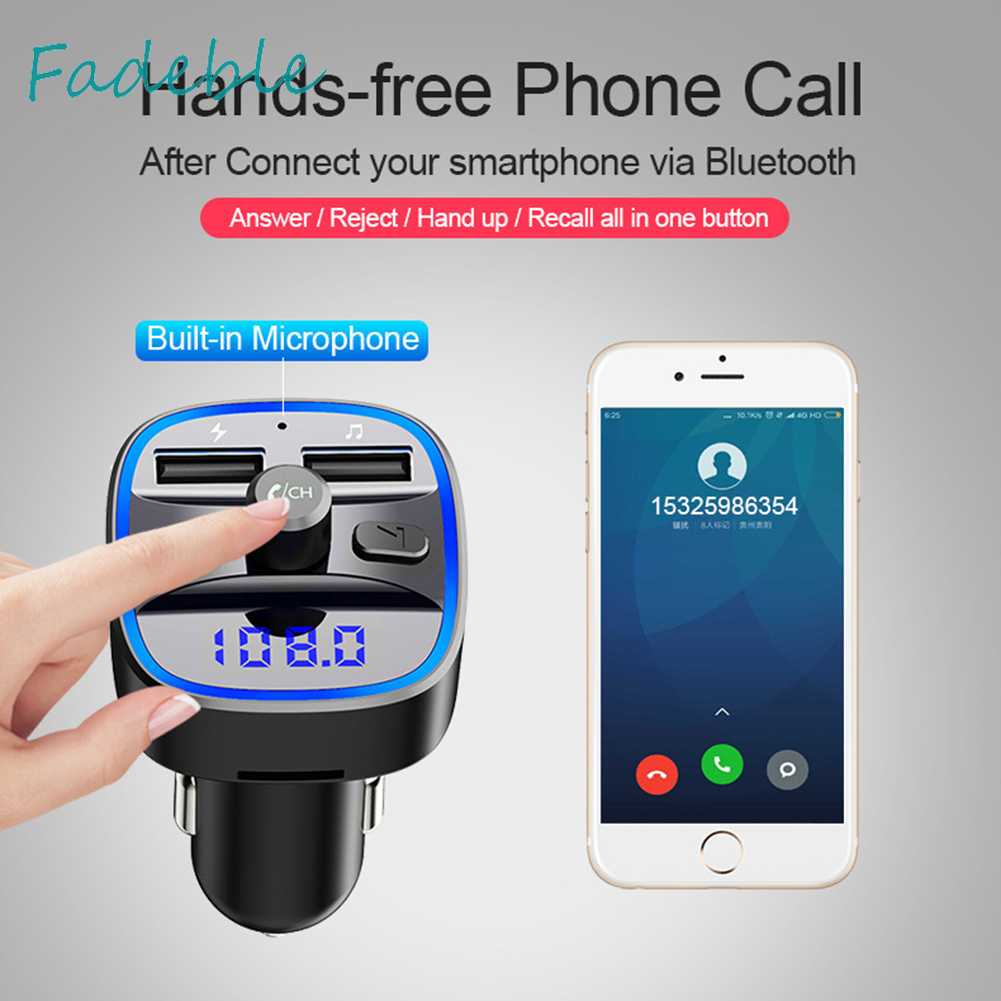 Máy Phát MP3 T25 Kết Nối Bluetooth 5.0 Kiêm Đài FM Sạc Nhanh Cổng USB Cho Xe Hơi