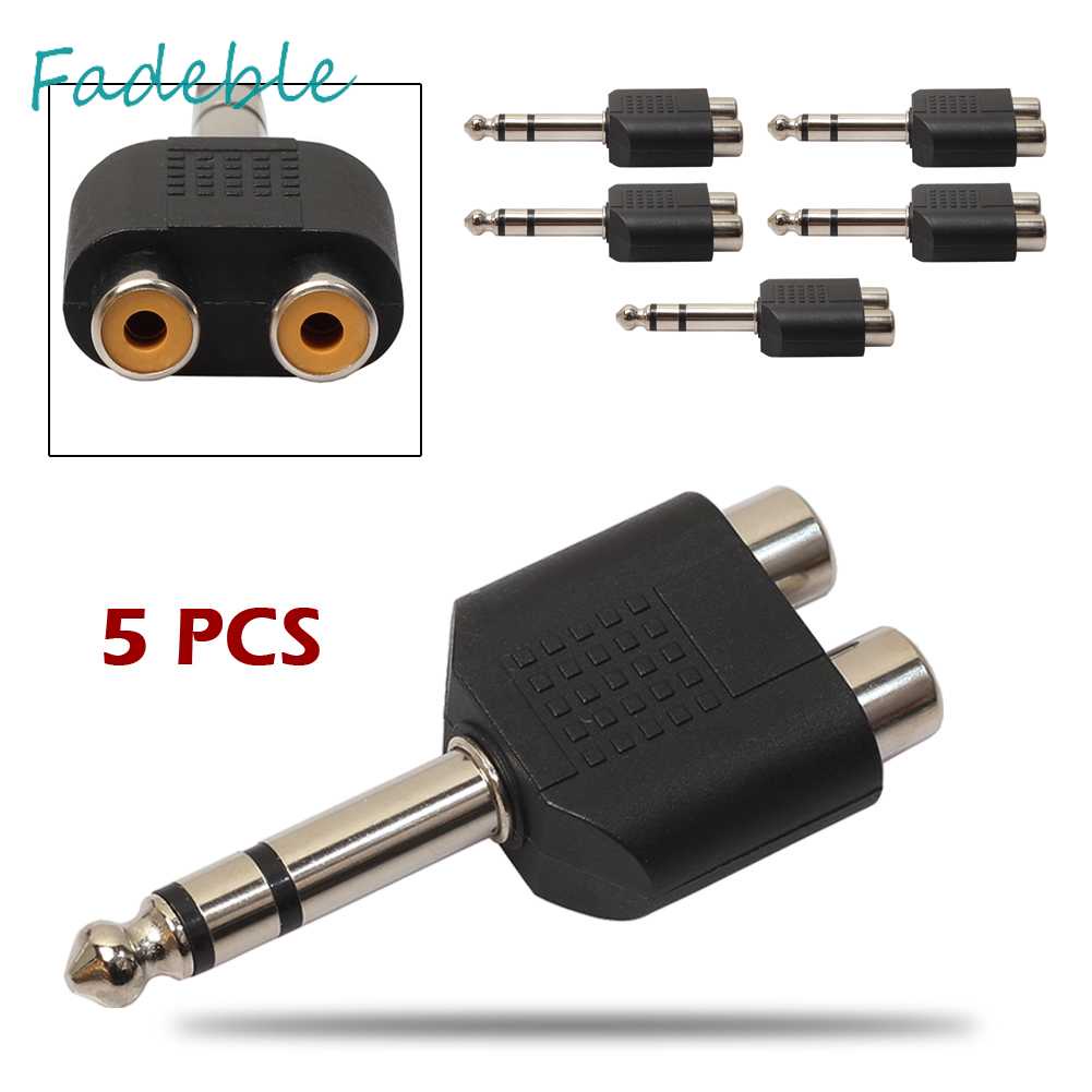 Set 5 Giắc Cắm Âm Thanh 6.35mm 1 / 4 &quot;Sang 2 RCA Chuyên Dụng