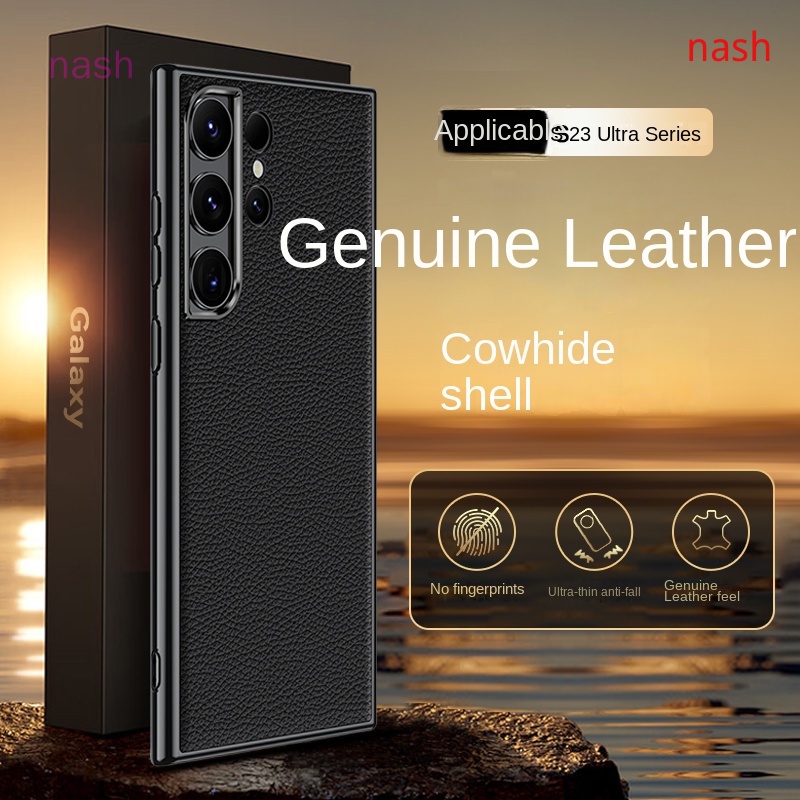 Ốp Điện Thoại Da Bò Chống Sốc Bảo Vệ Lens Cho Samsung Galaxy S23 S22 Ultra S23 + S22 +