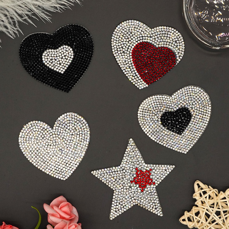 Set 6 Miếng Dán Trang Trí Quần Áo Hình Ngôi Sao Năm Cánh Đính Đá Thời Trang