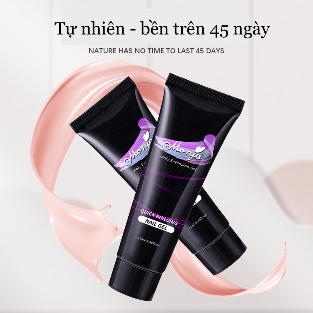 Gel gôm MONJA chính hãng - Gel nối móng úp, Gel tạo hình móng bền đẹp 15ml