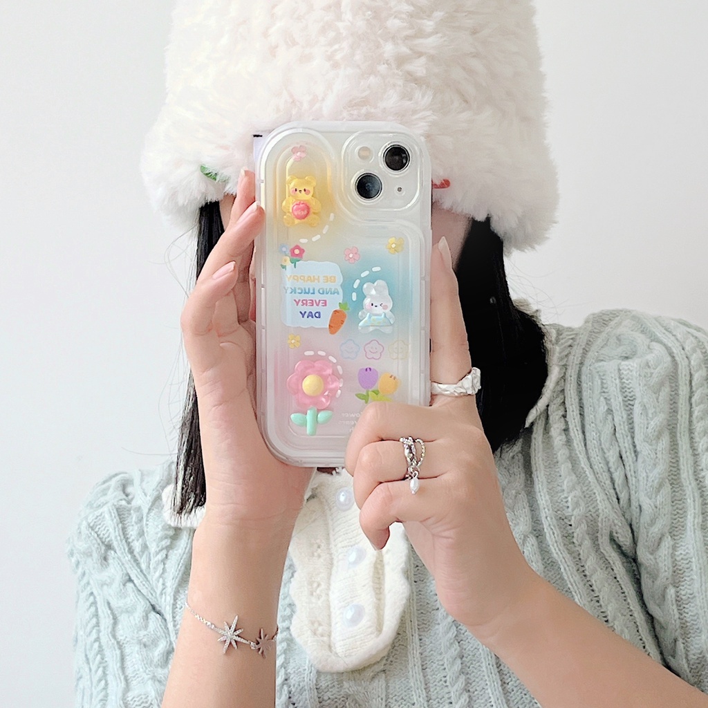 Ốp Điện Thoại TPU Dẻo Trong Suốt Họa Tiết Hoạt Hình Dễ Thương Chống Sốc Cho iPhone 14 Plus 13 12 11 Pro Max