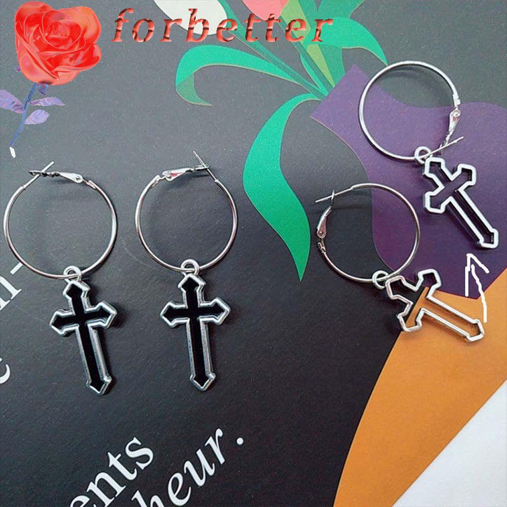Khuyên Tai Tròn Mặt Thánh Giá Bằng Hợp Kim Phong Cách Punk Gothic Cho Nam Và Nữ