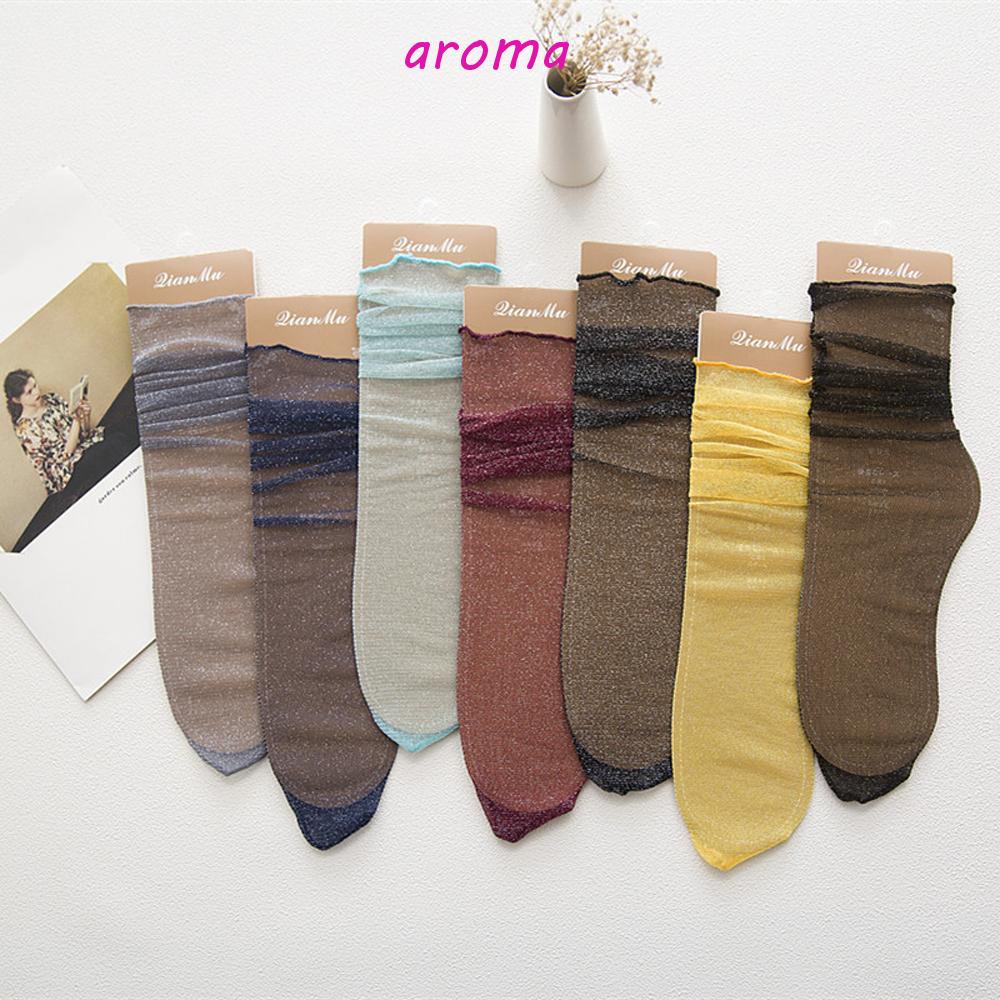 Vớ Vải Tuyn Trong Suốt Nhún Bèo Thời Trang Đường Phố Cho Nữ AROMA