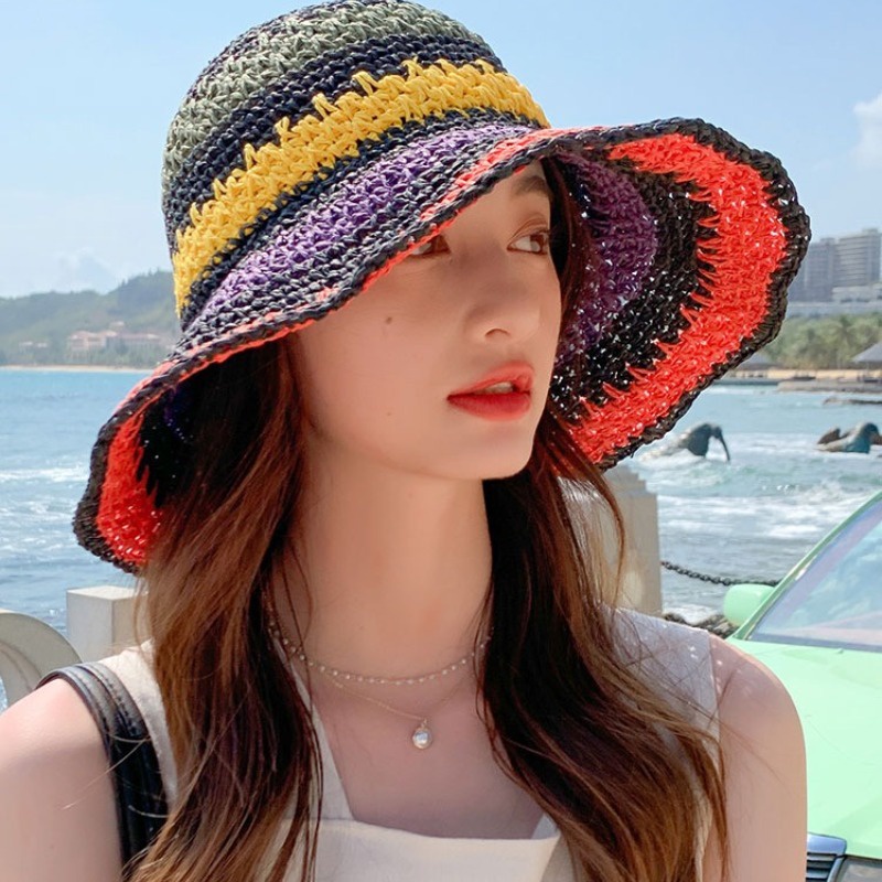 Nón Cói Bucket Màu Sắc Cầu Vồng Phong Cách Bohemian Chất Lượng Cao