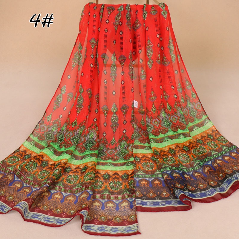 Khăn Quàng Cổ Chiffon Mỏng Thoáng Khí Chống Nắng Phong Cách Ấn Độ Mới Cho Nữ