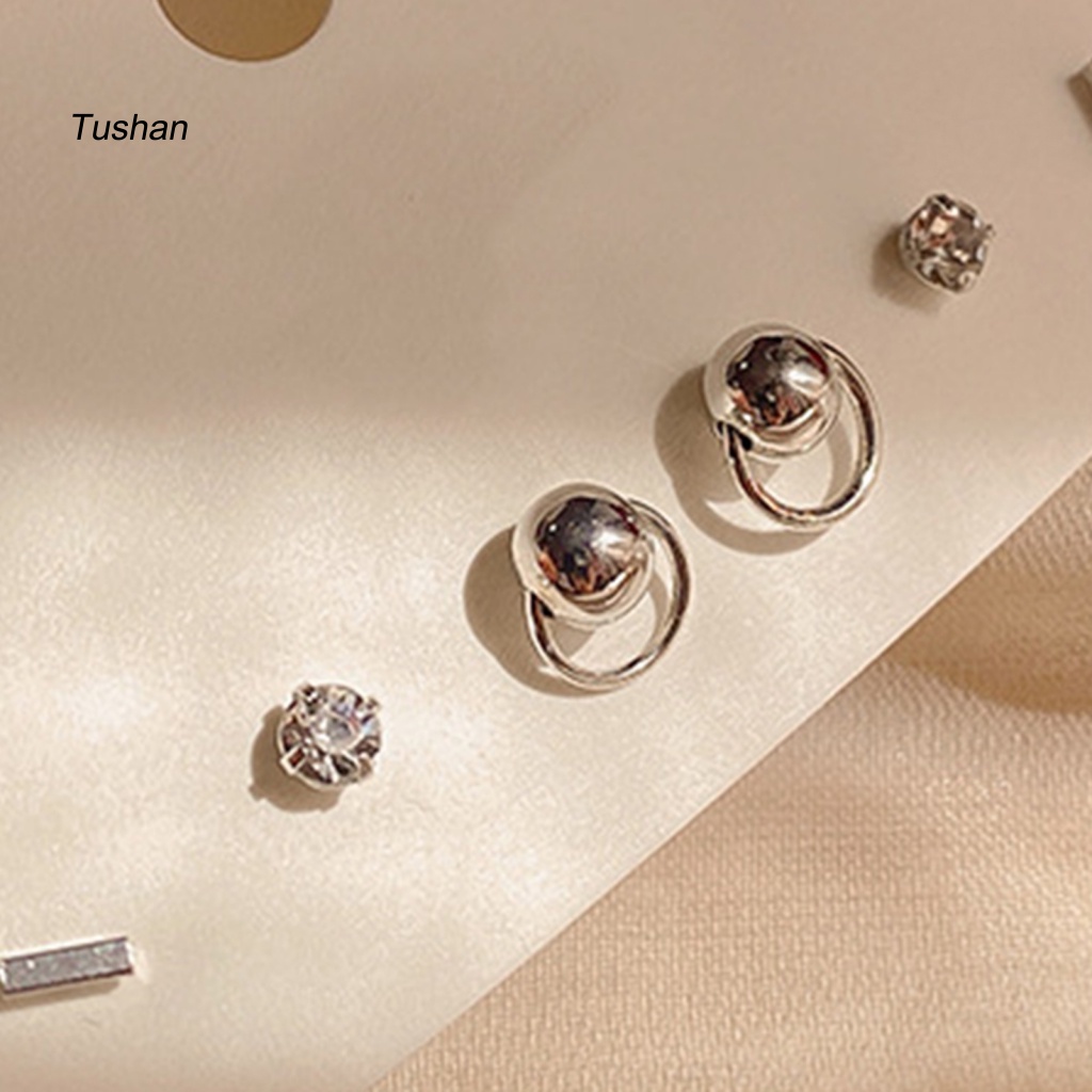 Set 3 Đôi Khuyên Tai Đính Đá Thời Trang Hàn Quốc Cho Nữ