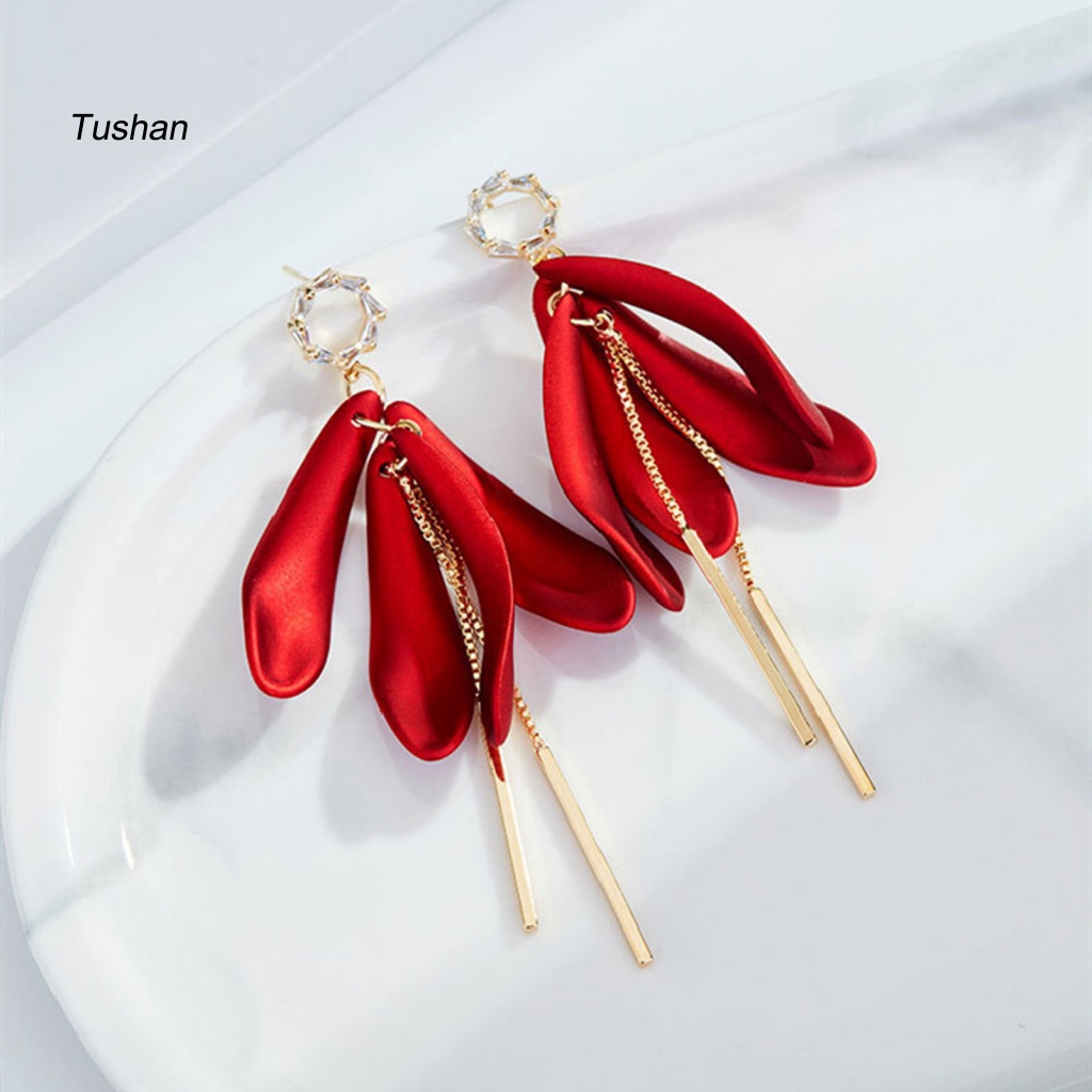 1 Đôi Bông Tai Dáng Dài Đính Đá Zircon Thời Trang Hàn Quốc