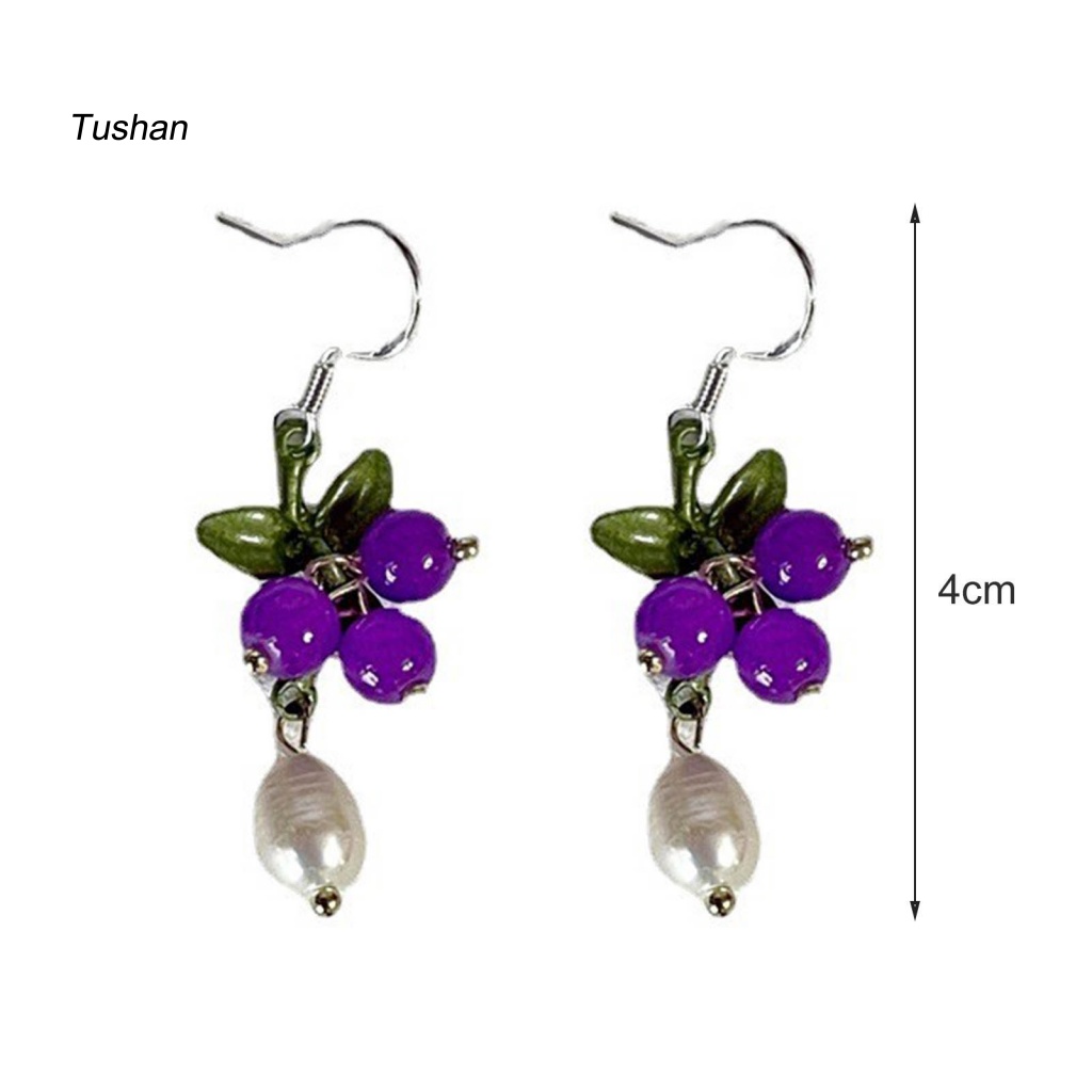 1 Đôi Bông Tai Hình Trái Nho Đính Ngọc Trai Giả Phong Cách Nhật Hàn Dành Cho Nữ