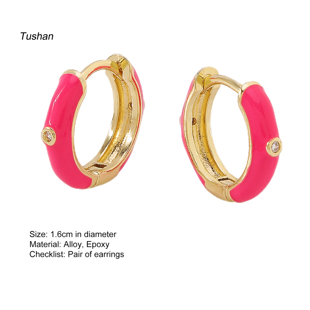 1 Đôi Bông Tai Tròn Bằng Epoxy Màu Sắc Ngọt Ngào Chống Biến Dạng Dành Cho Nữ