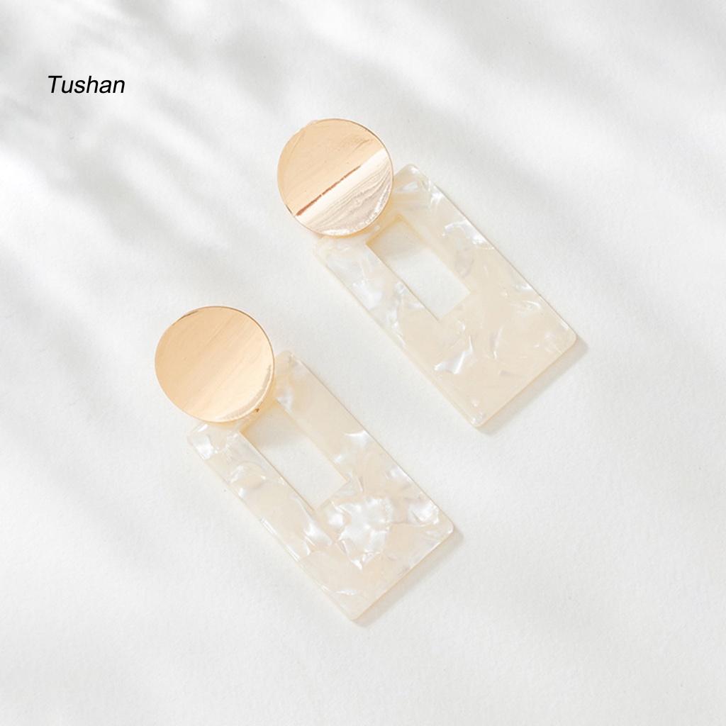 1 Đôi Bông Tai Hình Học Màu Sắc Tương Phản Phong Cách Vintage Dành Cho Nữ