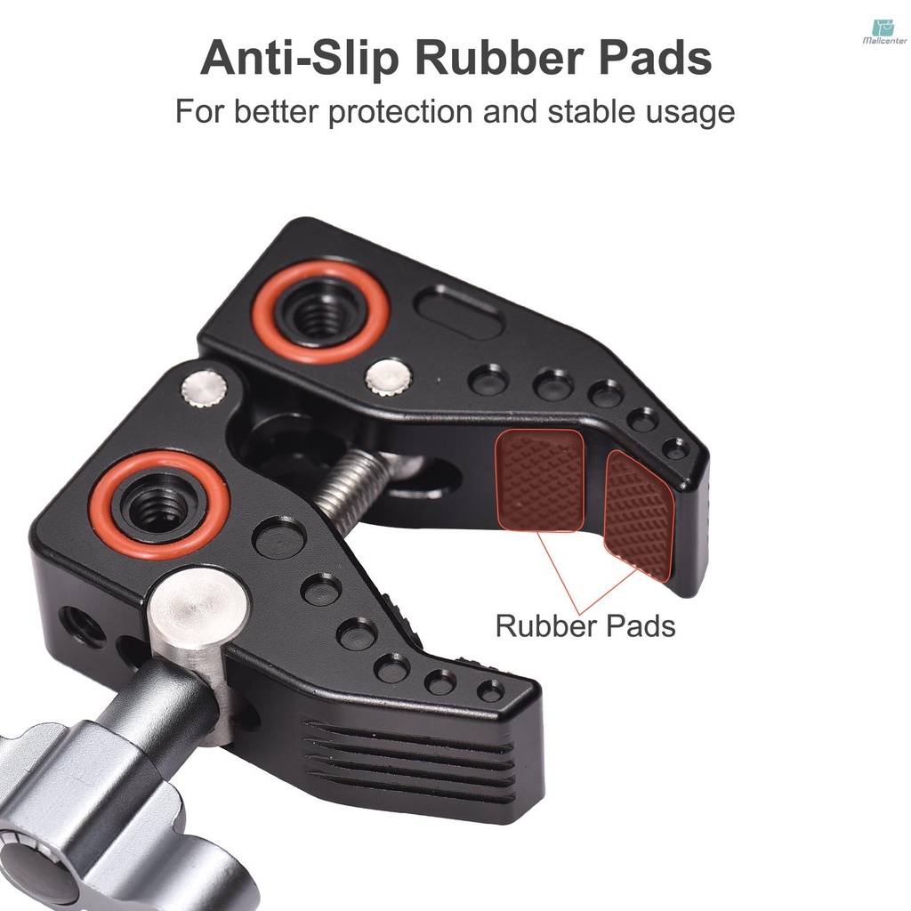 Andoer Super Clamp for Monitor LED Lights Flash Microphone Aluminum Alloy C Clamp Camera Clamp with 1/4 Inch &amp; 3/8 Inch Screws Photography Accessories 3kg Load Capacity