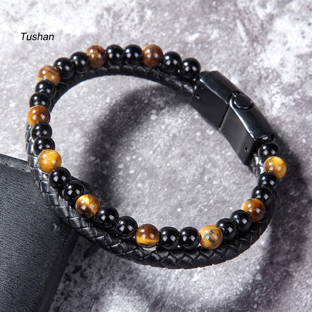 Vòng Tay Chuỗi Hạt Đá Từ Tính Tự Nhiên Thời Trang Cho Nam