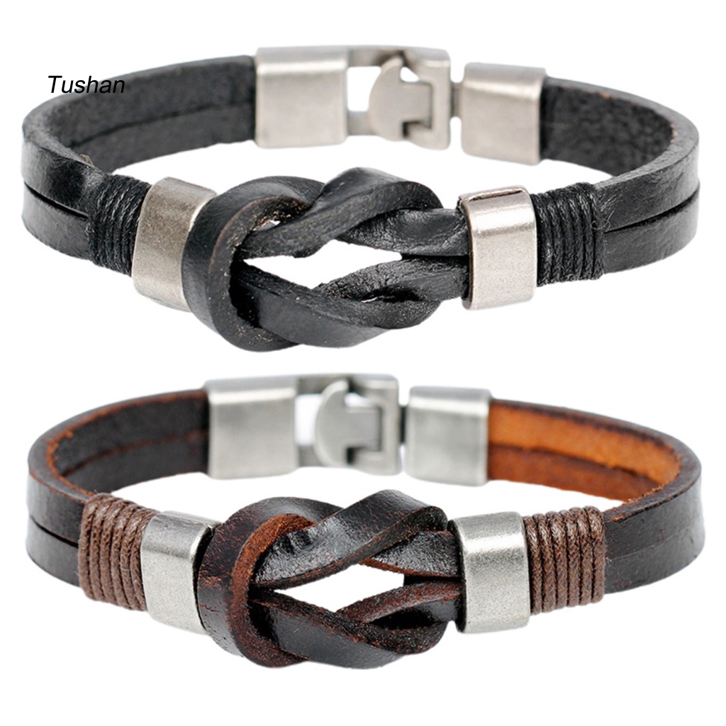 Vòng Đeo Tay Giả Da Bện Dây Kim Loại Chống Rỉ Thân Thiện Với Da Phong Cách Vintage Cho Nam