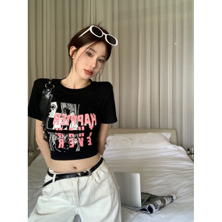 Áo baby tee Thun croptop nữ Tay Ngắn Eo Cao Dáng Ôm Thời Trang Mùa Hè Xinh Xắn Cho Nữ