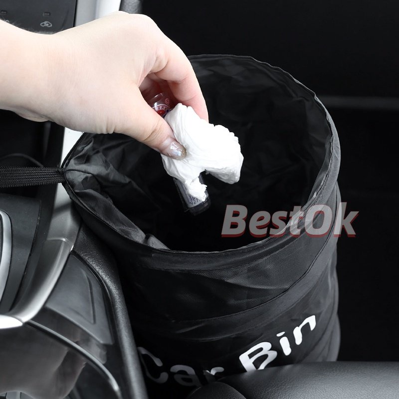 Thùng Rác Màu Đen Có Thể Gấp Gọn Tiện Dụng Cho Xe Hơi
