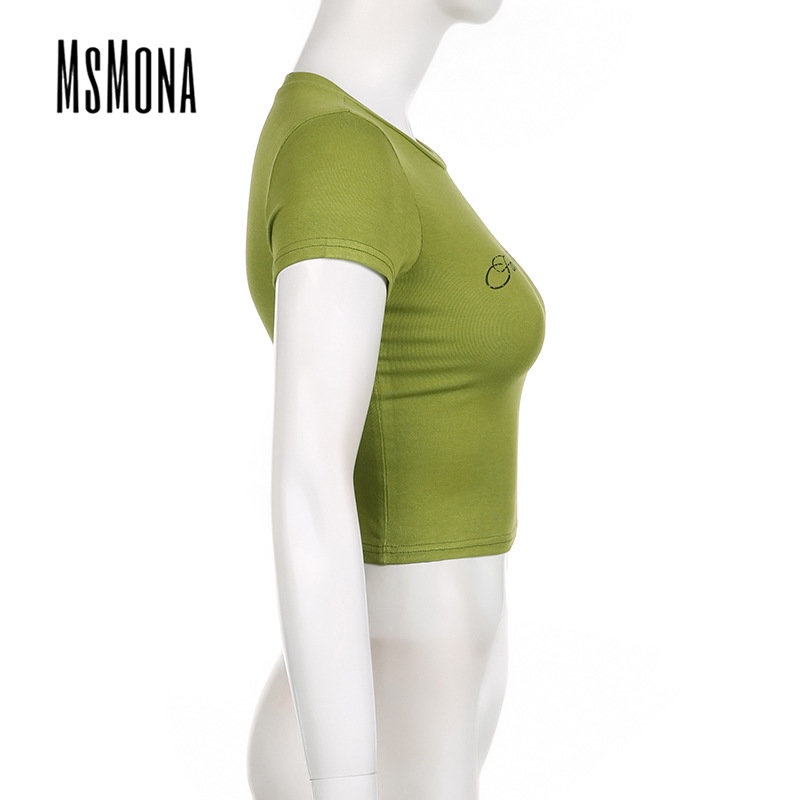 Áo Thun Tay Ngắn Cổ Tròn Màu Trơn In Chữ Thời Trang 2023 Quyến Rũ Cho Nữ