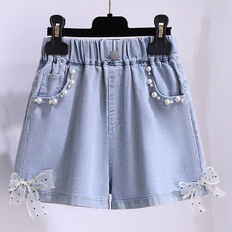 Quần Short Denim Lưng Cao Dáng Rộng Phong Cách Hàn Quốc Thời Trang Mùa Hè 2021 Mới Cho Bé Gái PIO8