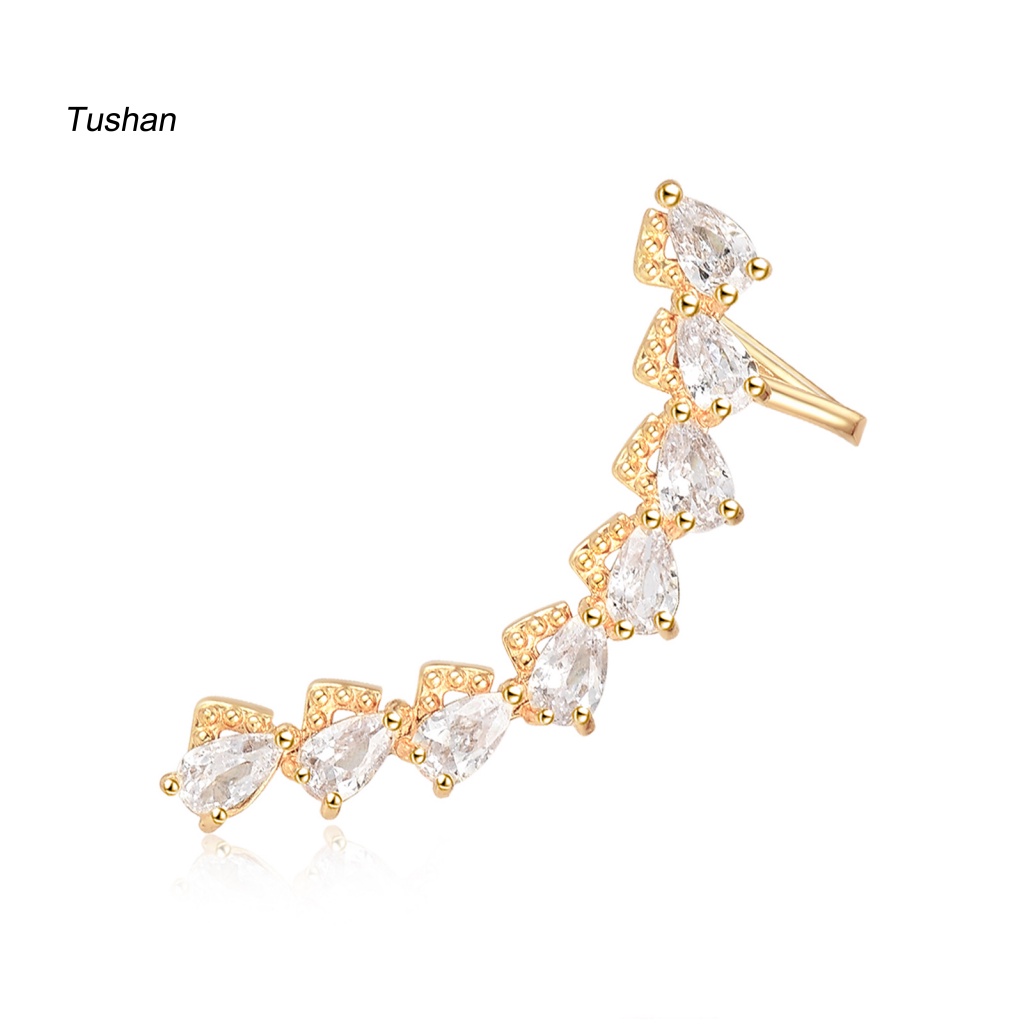 Bông Tai Hình Chữ C Đính Đá Zirconia Thời Trang Cho Nữ