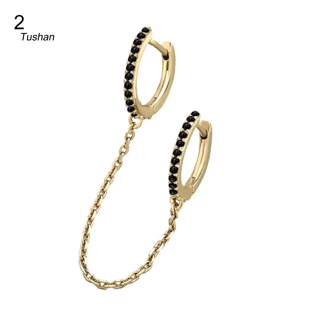 1 Khuyên Tai Chuỗi Đính Đá Lấp Lánh Thời Trang