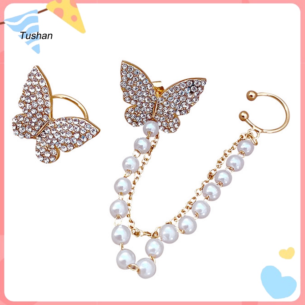 1 Đôi Bông Tai Hình Bướm Đính Đá Lấp Lánh Dành Cho Nữ
