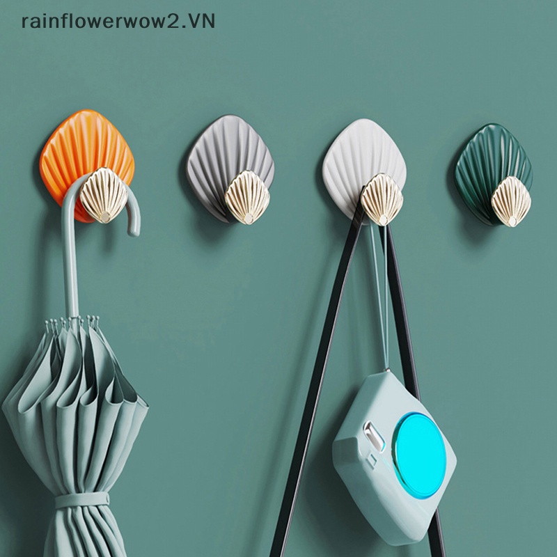 Set 4 Móc Treo Đồ Hình Vỏ Sò Dán Tường Không Cần Khoan Chắc Chắn