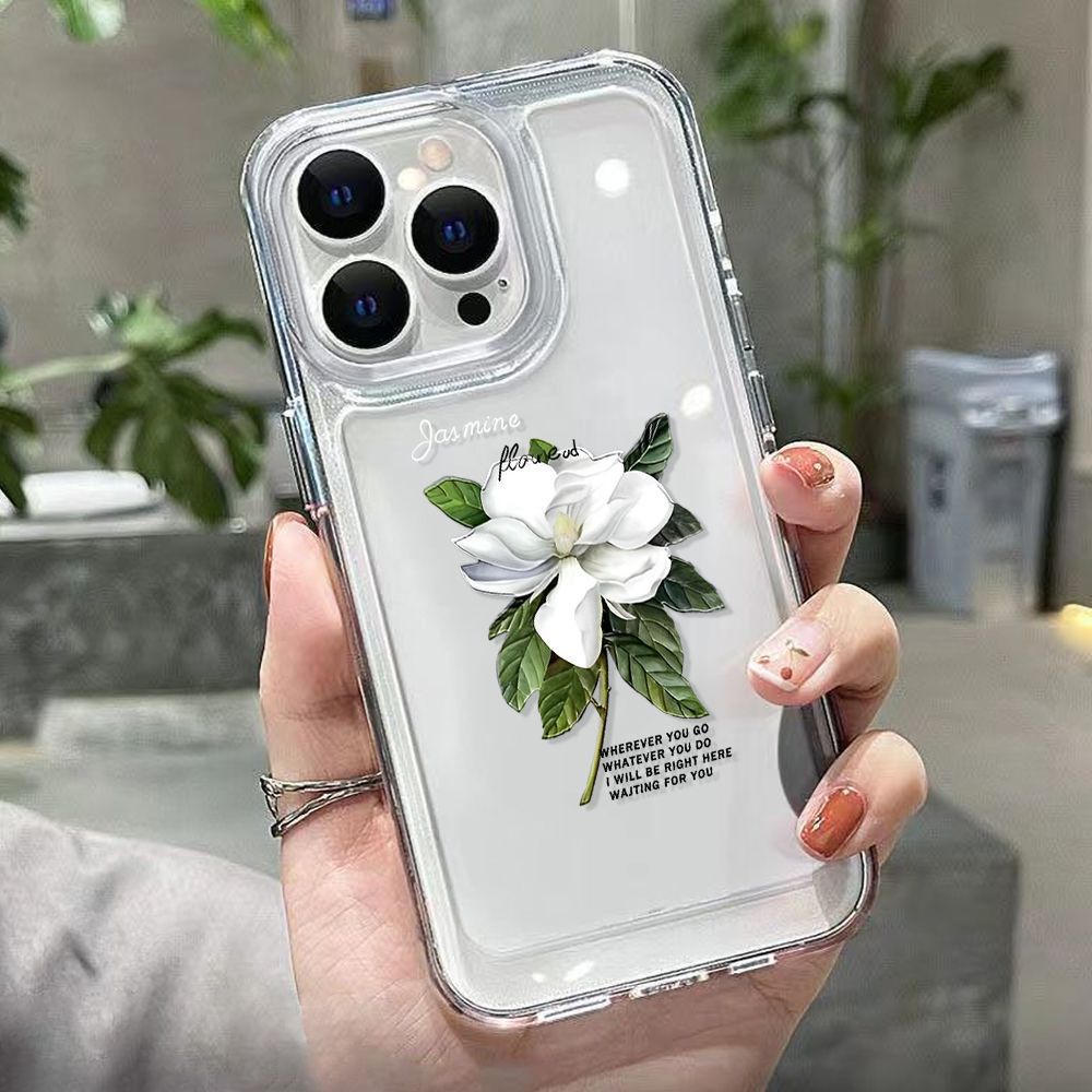 Ốp Điện Thoại TPU Mềm Chống Sốc Hình Hoa Nhài Đơn Giản Cho iphone 14 pro max 11 Promax 11 12 / 13 / 6 / 7 / 8plus / X max Premium