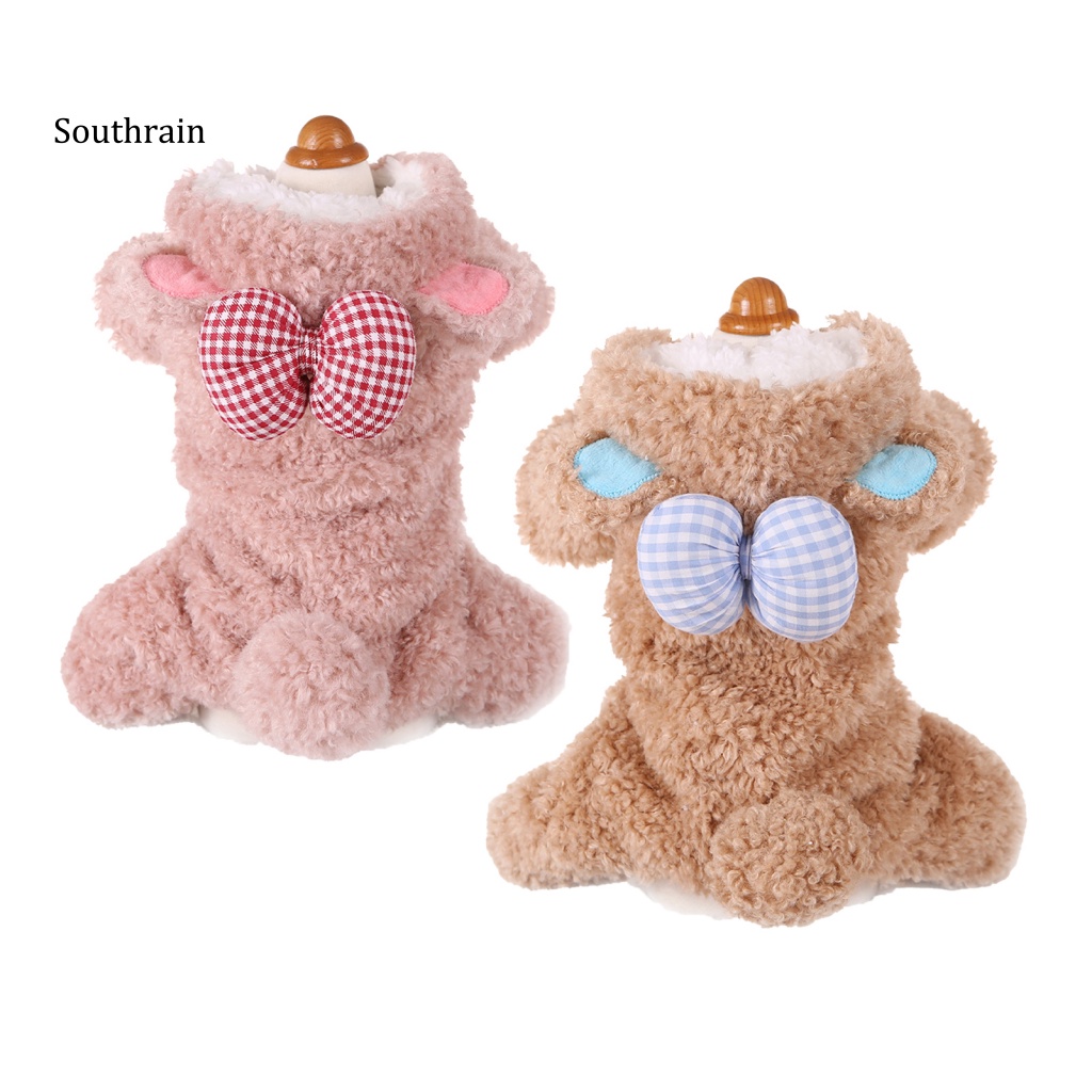 Áo liền quần Giữ Ấm Mùa Đông Thiết Kế Thắt Nơ Đáng Yêu Thoải Mái Cho Thú Cưng