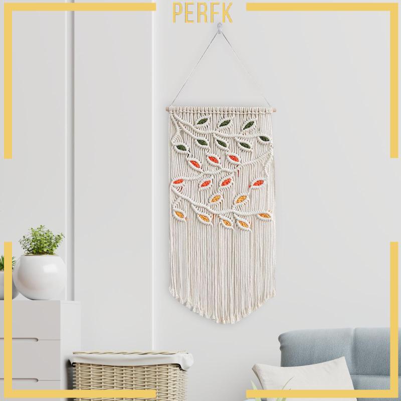 Thảm Dệt Macrame Treo Tường Phối Tua Rua Trang Trí Nhà Cửa