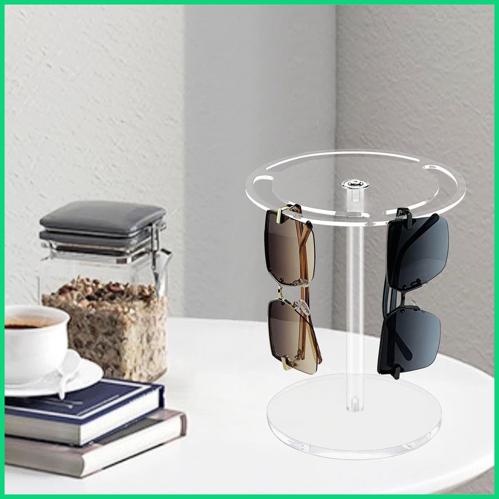 Giá Đỡ Mắt Kính Acrylic 3 Ngăn &amp; Đế Ổn Định 9 Cặp Giá Đỡ Kính Dạng Xoay