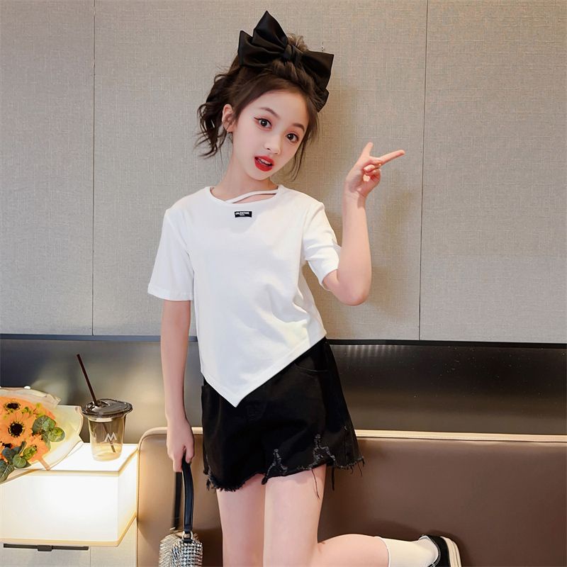 Áo Thun Tay Ngắn Phong Cách Phương Tây Thời Trang Mùa Hè Hàng Mới Dành Cho Bé Gái