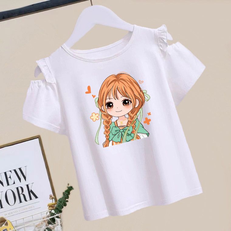 Áo Thun Cotton Mùa Hè Tay Cộc Phong Cách Hàn Quốc Mới 2023 Cho Bé Gái