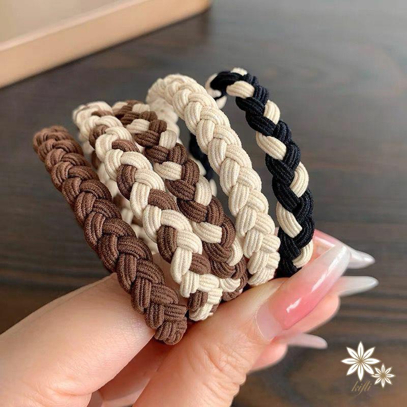 1 chiếc Dây cột tóc thun đan sợi kiêm vòng tay màu pastel xinh xắn
