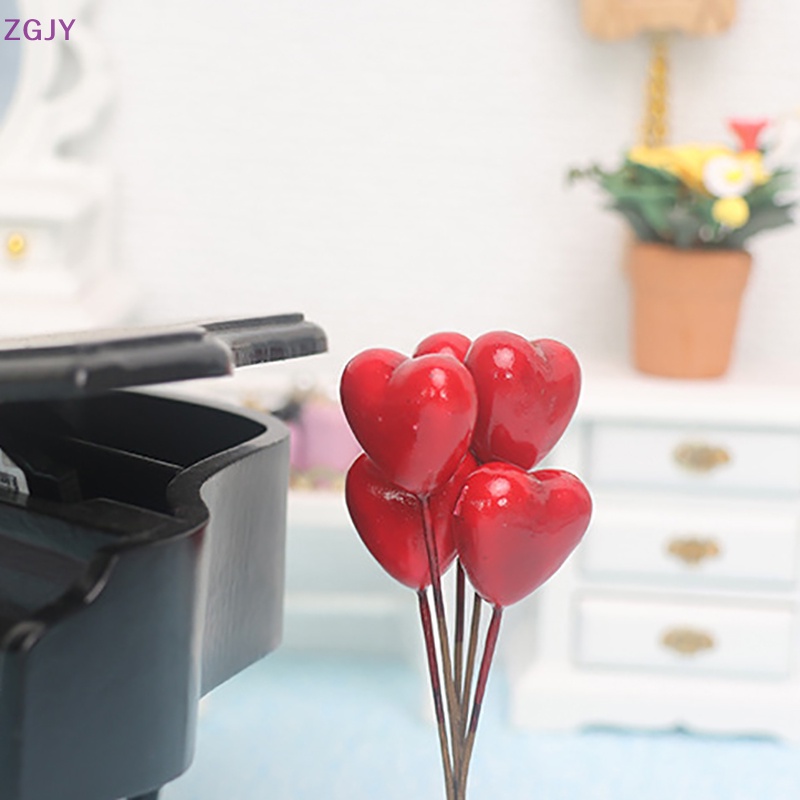 Set 5 Bong Bóng Trái Tim Nhiều Màu Sắc Trang Trí Nhà Búp Bê Tỉ Lệ 1: 12 Mới