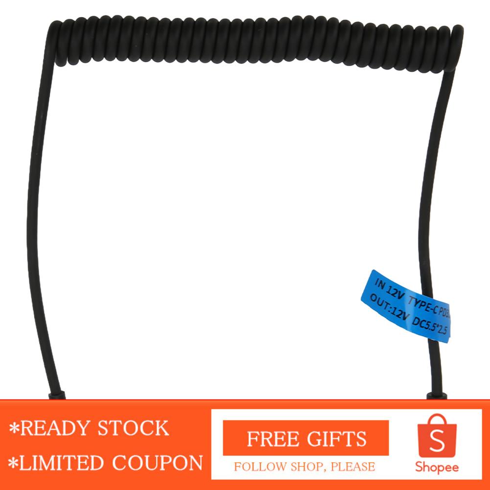 Alwaysonline Type C to DC Charging Cable 12V Power Cord Portable 5.5x2.5mm Plug  Charge for Cameras