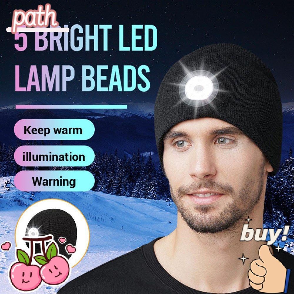 PATH Mũ Dệt Kim Giữ Ấm Tích Hợp Đèn LED Sạc Cổng USB Dùng Câu Cá Vào Mùa Thu Đông