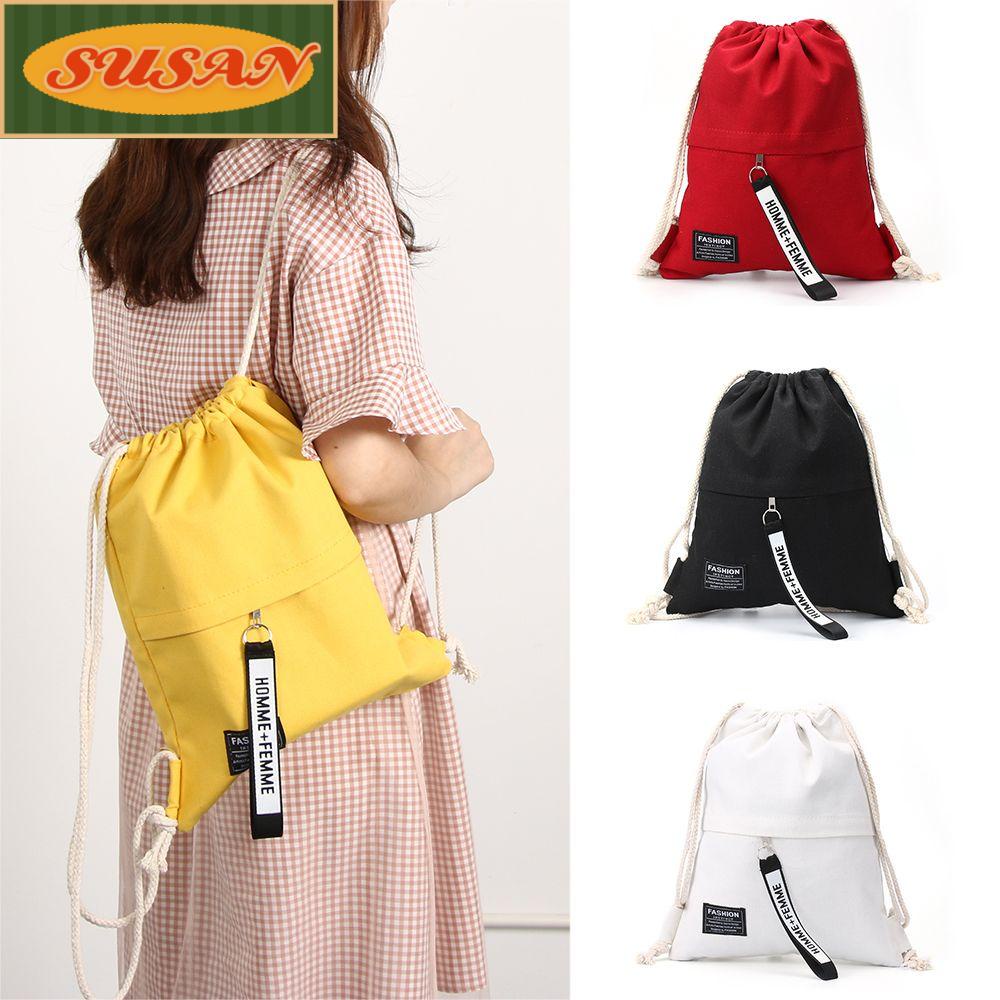 Susans Ba Lô Canvas Dây Rút Du Lịch Nhỏ Gọn Cho Thanh Thiếu Niên