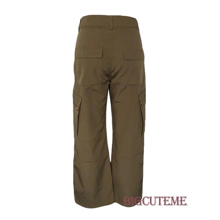 [] - Quần Dài Dáng Rộng Màu Trơn Cài Nút Có Túi Và Khóa Kéo Cho Nữ