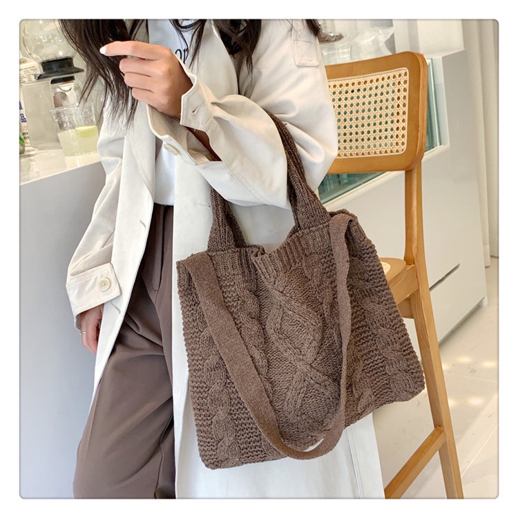 Túi Đeo Vai Đan Len Phong Cách Retro Thanh Lịch Thời Trang Cho Nữ