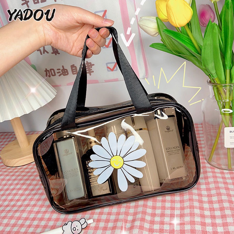 YADOU Túi Đựng Mỹ Phẩm Du Lịch Bằng PVC Trong Suốt Cỡ Lớn Chống Thấm Nước Họa Tiết Gấu Hoạt Hình Phong Cách Hàn Quốc