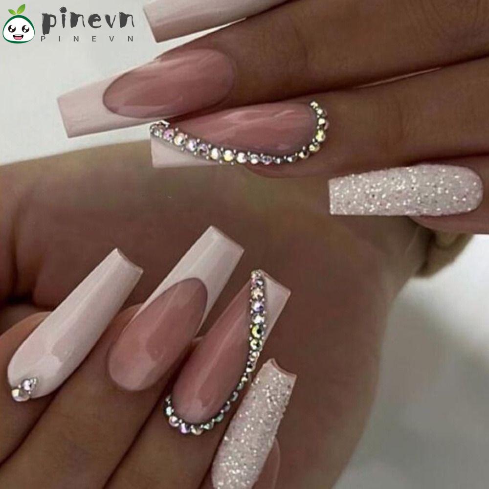 Bộ Móng Tay Giả Dạng Nhấn Che Phủ Toàn Diện Kiểu Pháp