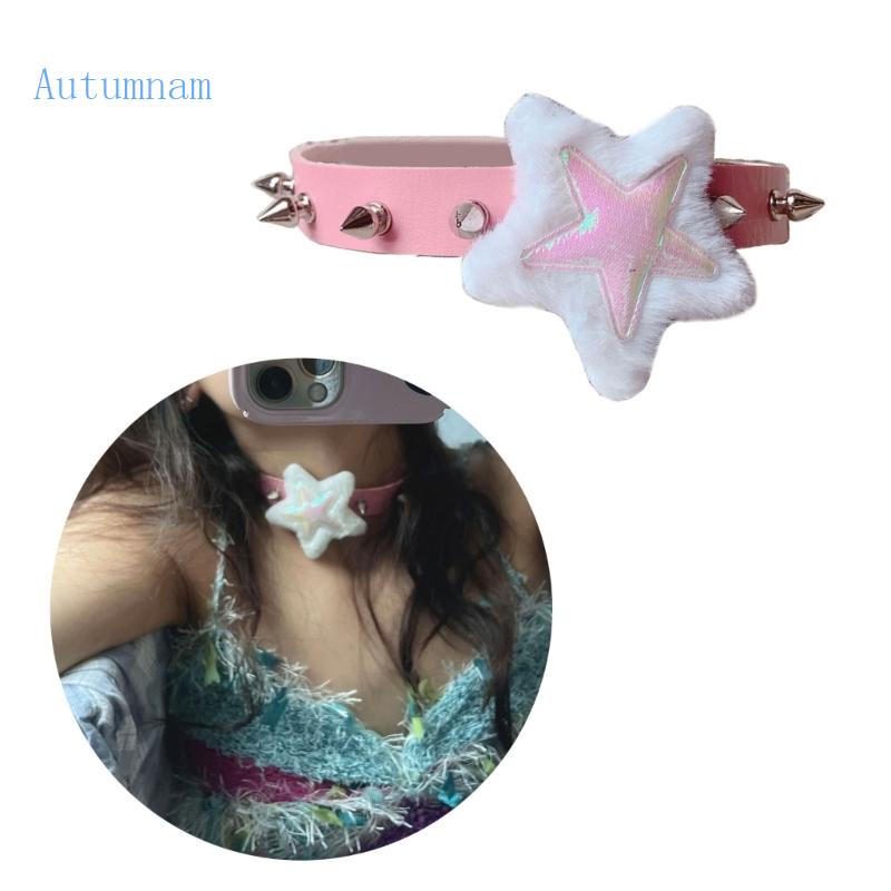 Vòng Cổ Choker Da Mặt Ngôi Sao Có Thể Điều Chỉnh Kích Cỡ