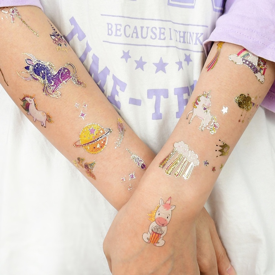 Hình Xăm Dán Tạm Thời Chống Nước Hình Kỳ Lân Trang Trí Sinh Nhật Cho Bé