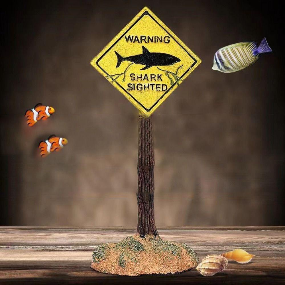 1 Biển Cảnh Báo Hình Cá Mập Bằng Nhựa Resin Trang Trí Bể Cá