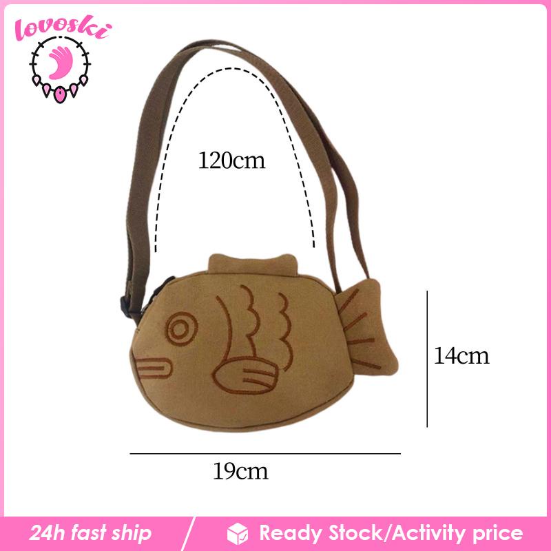 Túi Tote Đeo Vai / Xách Tay Bằng Vải Canvas Hình Cá Có Thể Điều Chỉnh Dây Đeo Chéo Cho Bạn Gái