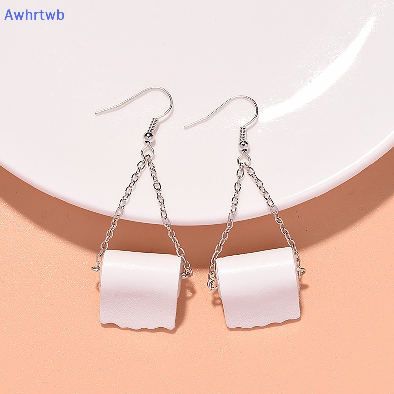 1 Đôi Bông Tai Dáng Dài Hình Cuộn Giấy Vệ Sinh 3D Độc Đáo Thời Trang Cho Nữ Mới