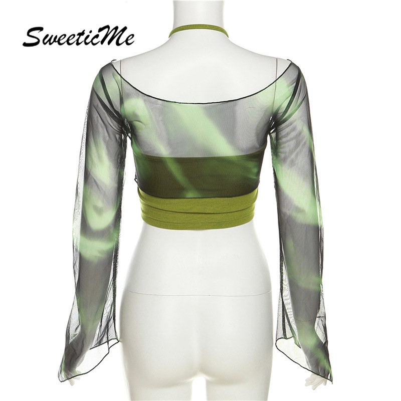 Áo Thun Tay Dài Hai Mảnh Dáng Ôm In Họa Tiết Thời Trang 2023 Dành Cho Bạn Nữ