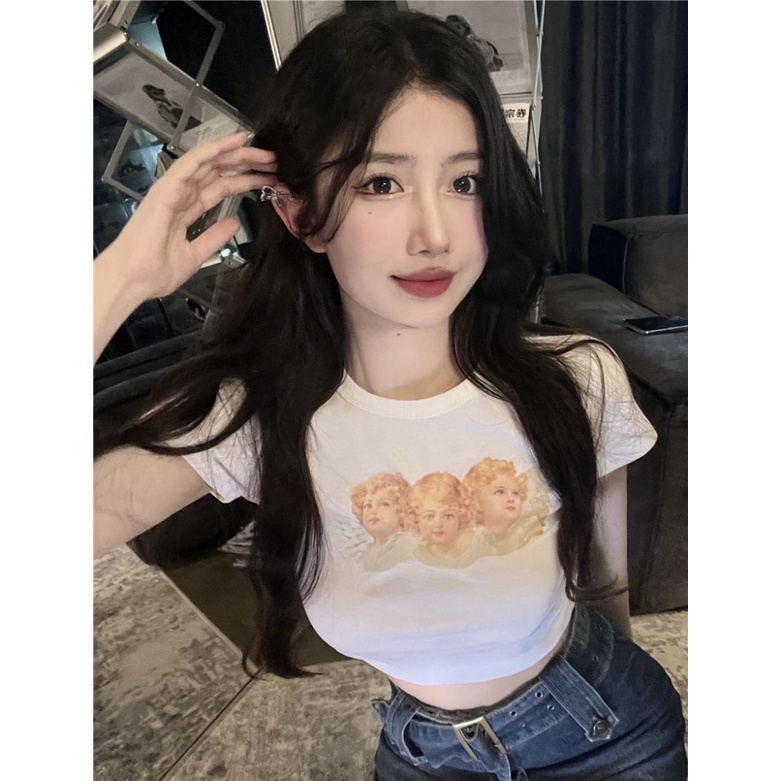 Áo baby tee Thun croptop nữ Tay Ngắn Dáng Ôm Thời Trang Mùa Hè 2023 Phong Cách Mới Quyến Rũ Cho Nữ