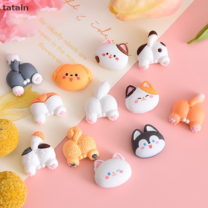 Set 10 Miếng Dán Trang Trí Tủ Lạnh / Sổ Tay Hình Đầu Chó Mèo Dễ Thương DIY