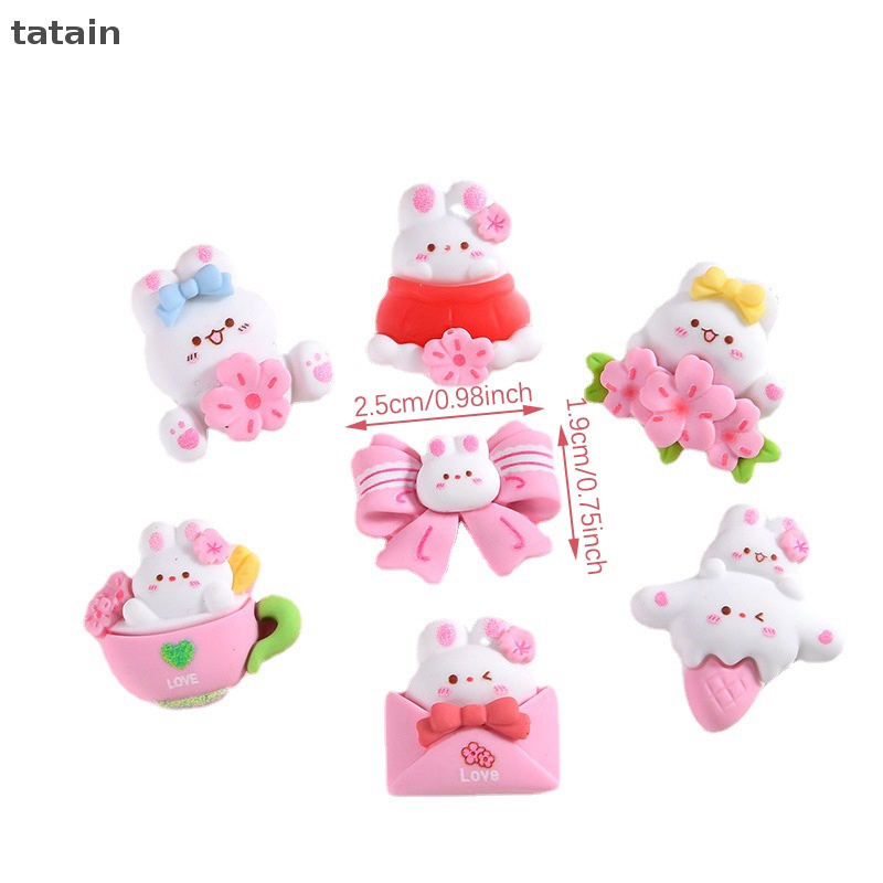 Tatain Set 5 Tượng Nhựa Resin Mini Màu Hồng Hoa Anh Đào Hoạt Hình Kawaii Dễ Thương